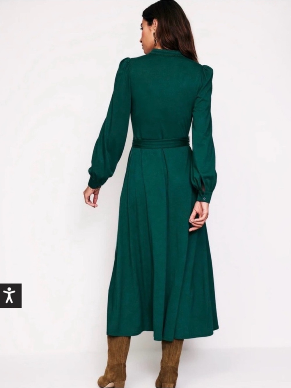 Boden  Green Long Sleeve Maxi Shirt Dress - Picture 2 of 6
